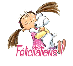 Gif animé félicitations fille et chien